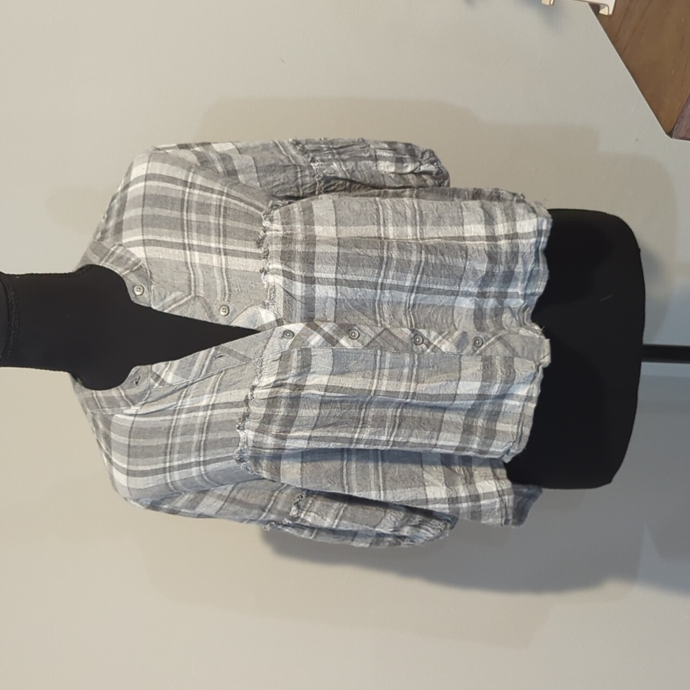 Cloth & Stone Anthropologie Plaid Flannel Crop Top